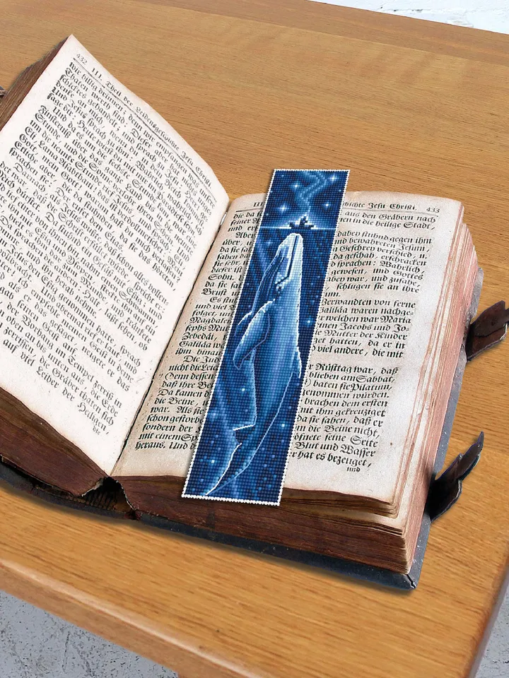 Bookmark cross stitch pattern download PDF Blue whale pattern PDF Unique handmade bookmark digital Sea animal cross stitch ocean scene #B69