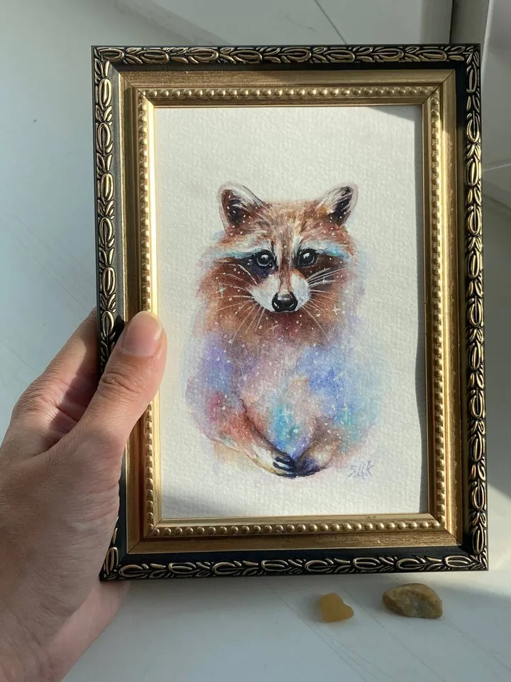 Raccoon Painting Original Watercolor Painting Raccoon Gift Small Animal Art Raccoon Illustration 4 by 6