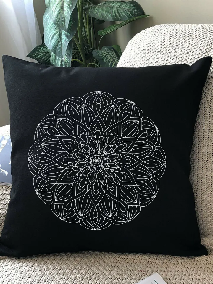 Floral mandala blackwork pattern PDF Backstitch chart Mandala ornament, Blackwork mandala embroidery download PDF, Blackwork embroidery #W26