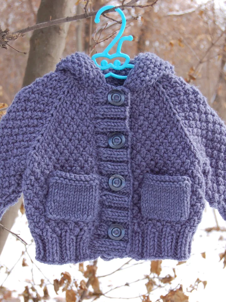 Knitted Baby Cardigan Pattern, Hooded Knitting Baby Jacket, Knitting Cardigan Baby Pattern, Knitted Baby Sweater, Newborn Coat Knitting, Baby coat knit pattern, PDF file in English