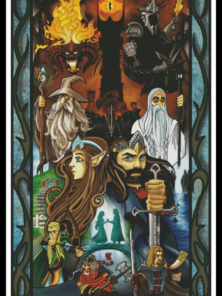 Lord Of The Rings Cross Stitch Pattern / Hobbit Cross Stitch Pattern / Lord Of The Rings Stained Glass / Printable PDF
