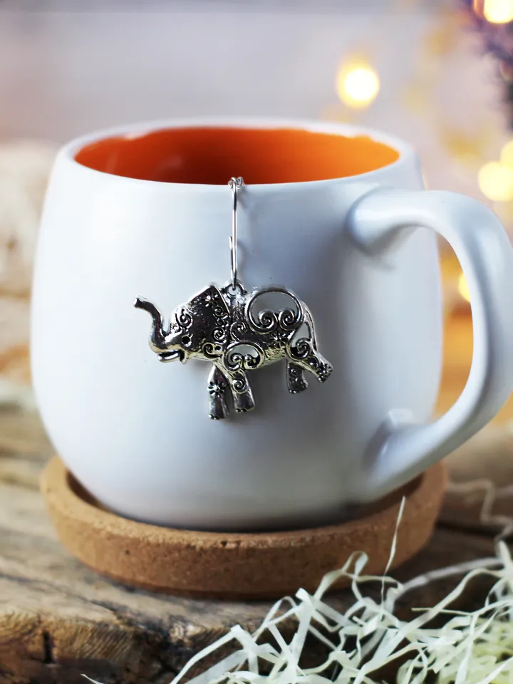 Tea steeper elephant for loose leaf tea, Tea Strainer with elephant pendant, tea infuser elephant charm, Herbal tea gift