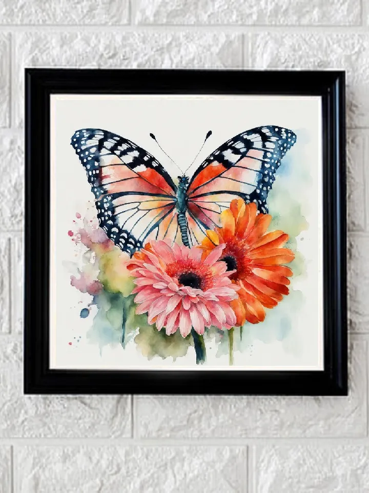 Butterfly digital art illustrations.Digital painting. Wall decor.