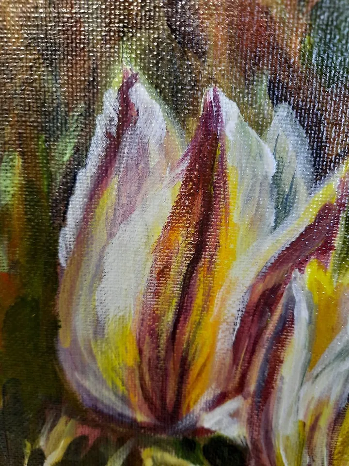 Crocus flower painting Original acrylic painting Floral landscape painting
