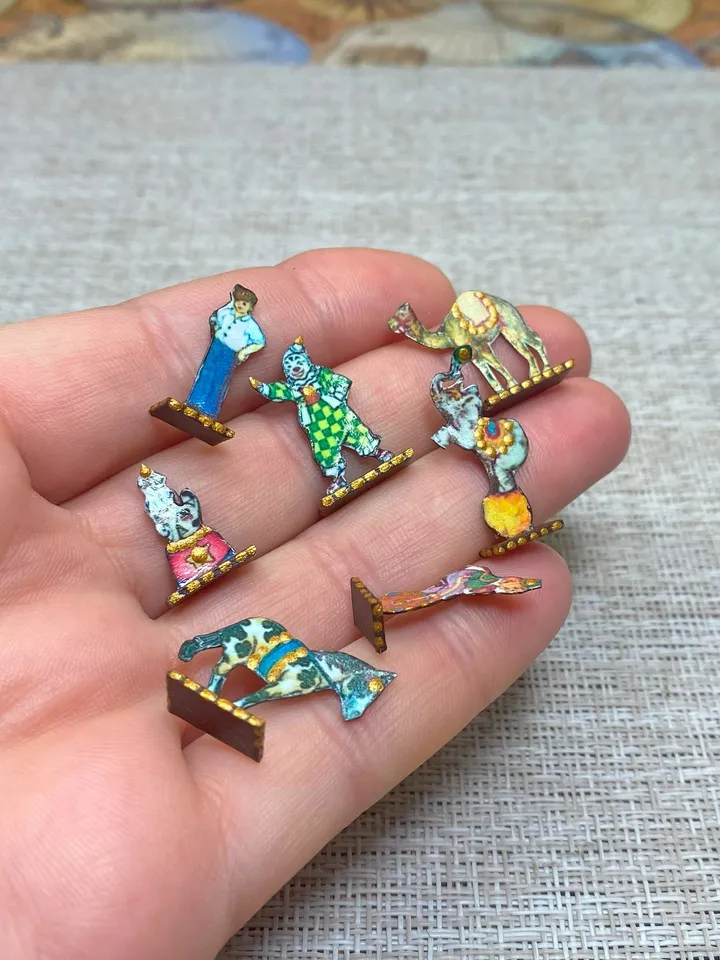 Tutorial.Circus set of miniature figures. Dollhouse miniature. Accessories for the doll. 1:12.