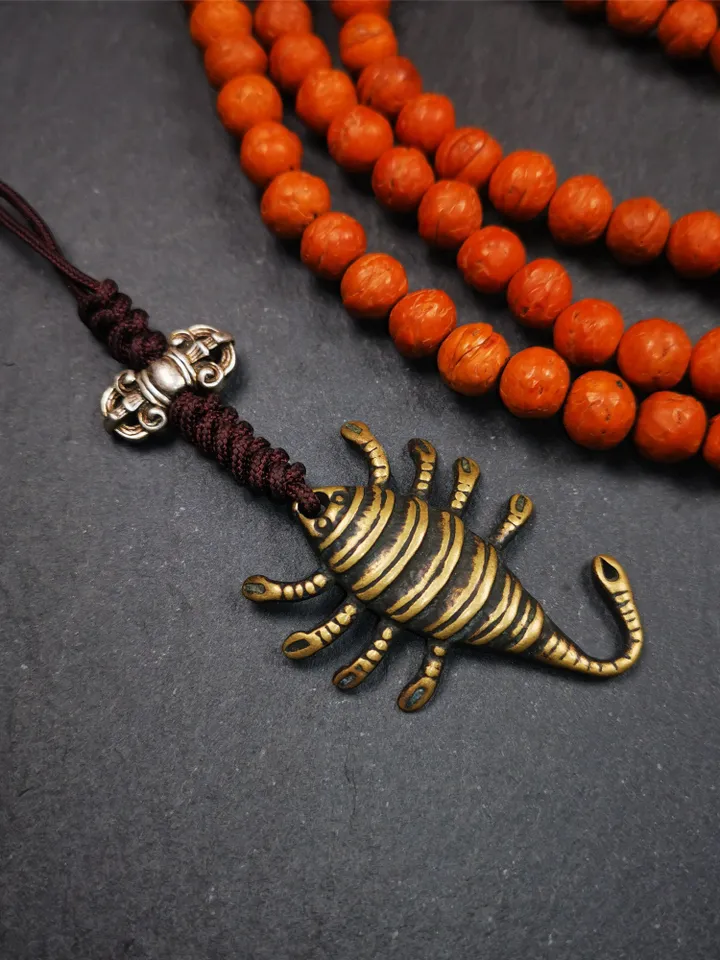 Gandhanra Handmade Tibetan Amulet,Scorpion Guru of Padmasambhava, Buddhist Scorpion Pendant,1.57"