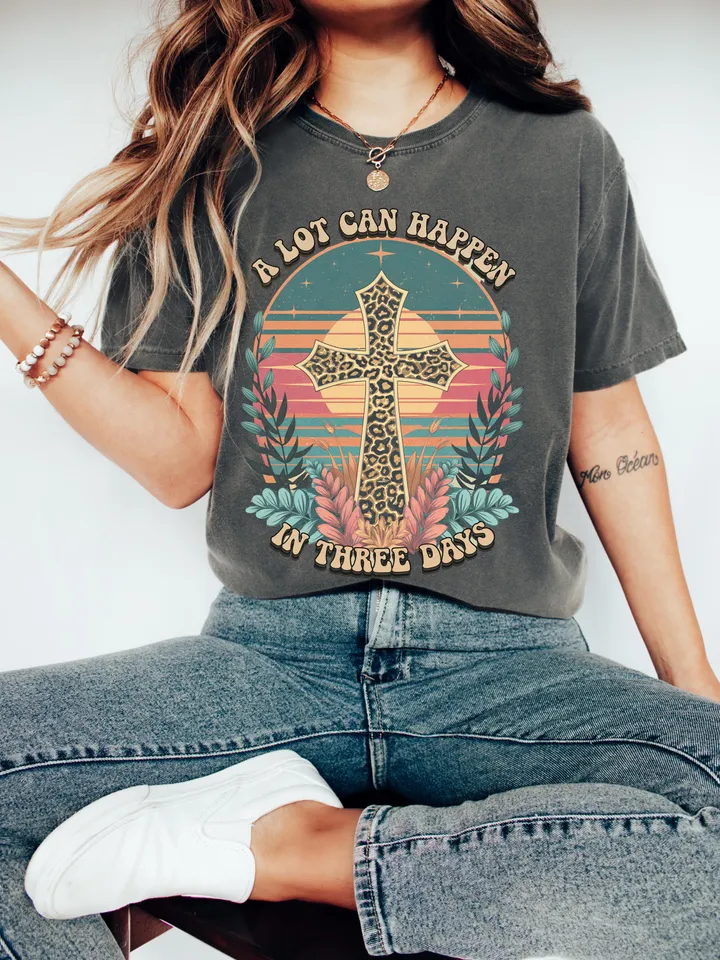 Christian Easter Graphics, A lot Can Happen in 3 Days DUO PNG, Jesus Designs, Sublimation T-Shirt Art, Easter Clipart