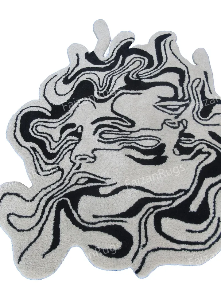 Abstract Face Melting Rugs | Hand-Tufted Stunning Colors Wool Rug | Handmade Area Rug for Home, Bedroom, Living Room, Kids Room, Custom Rug