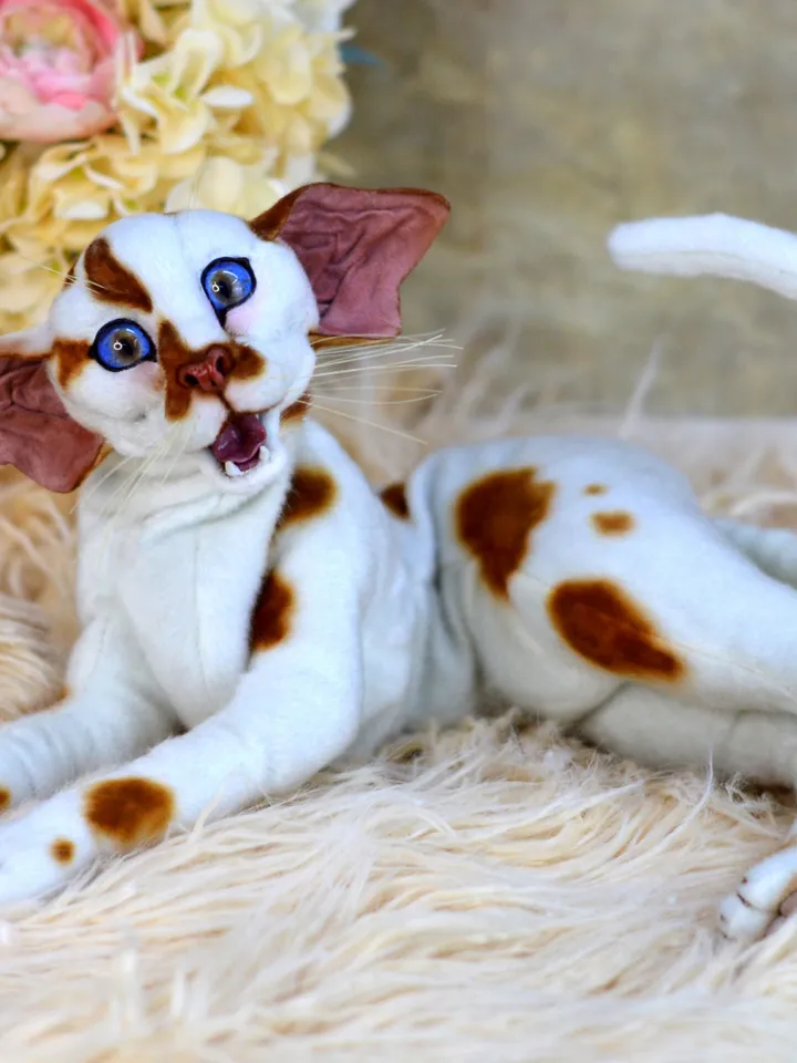 Realistic Stuffed Cat Toy - Portrait of a Domestic Plush Toy - Stuffed Cat - OOAK - Kitty