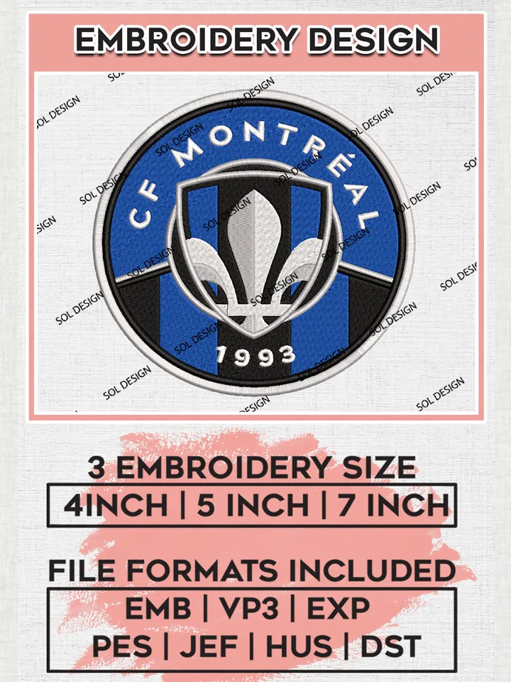 CF Montreal Embroidery Designs, MLS Embroidery files, CF Montreal MLS Teams, CF Montreal Football, Digital Download