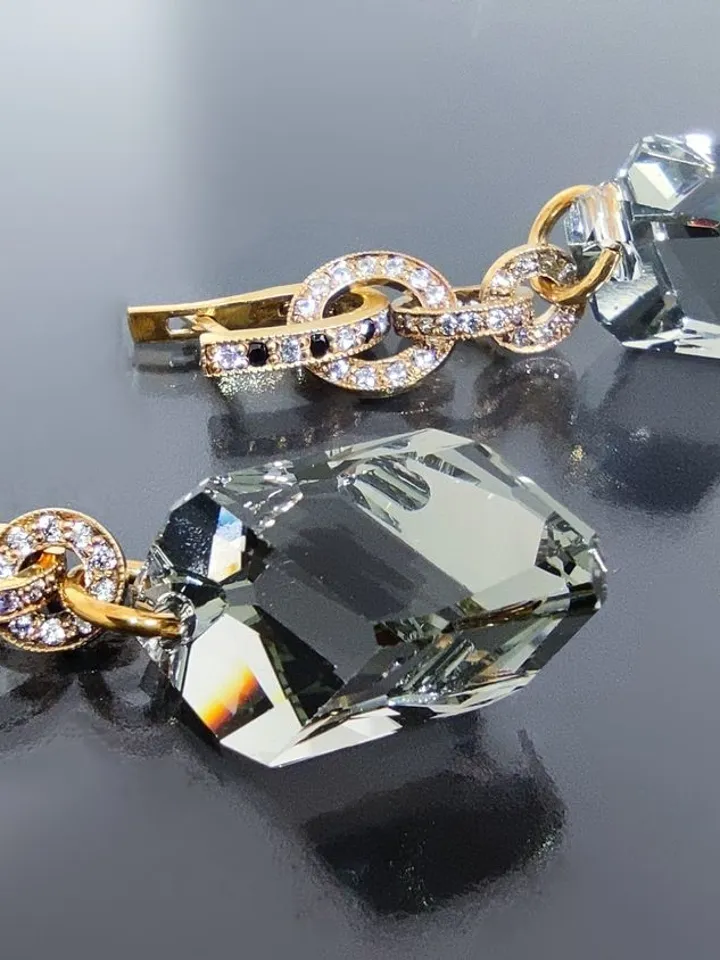 Earrings with Swarovski crystals. Disassemblable silver\gold\zircons