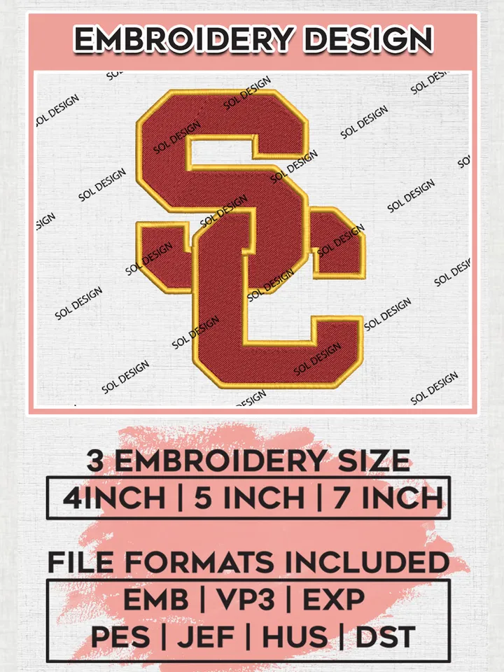 USC Trojans Logo Machine Embroidery Design, NCAA USC Trojans Embroidery Design Design files, NCAA Embroidery Designs, NCAA Machine Embroidery Designs, Digital Download
