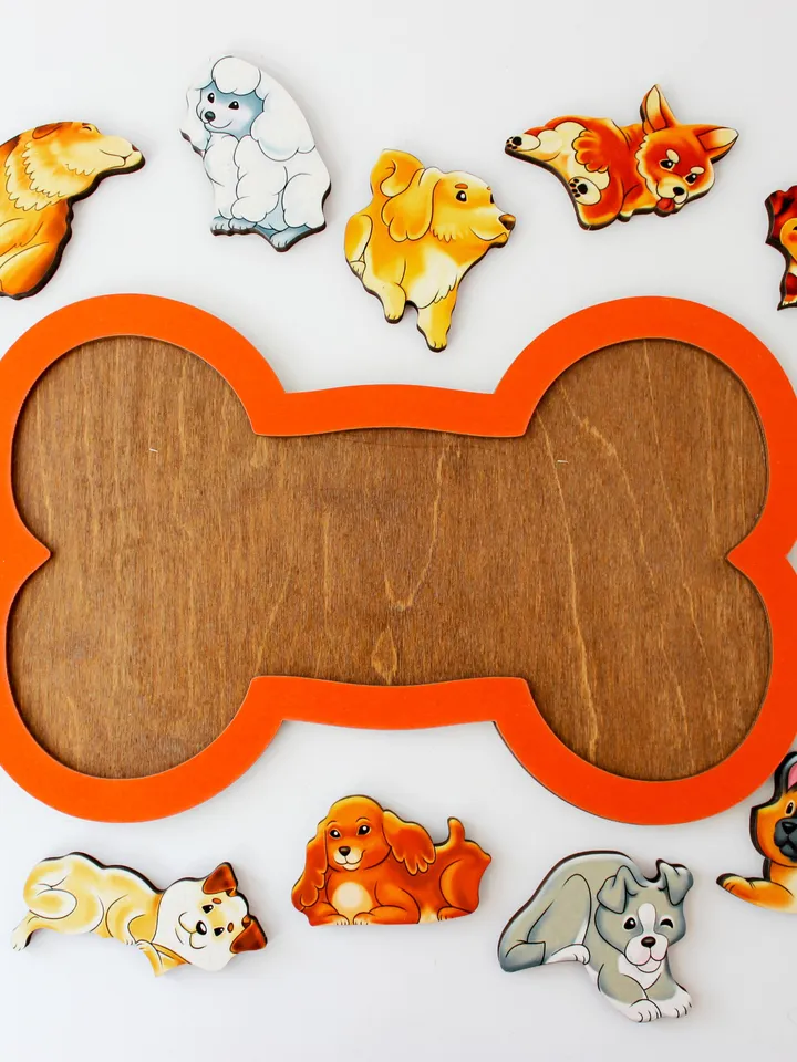 Wooden Puzzle - dogs, Toddler Toys Age 3 4 5 6 year, Wood Montessori animals