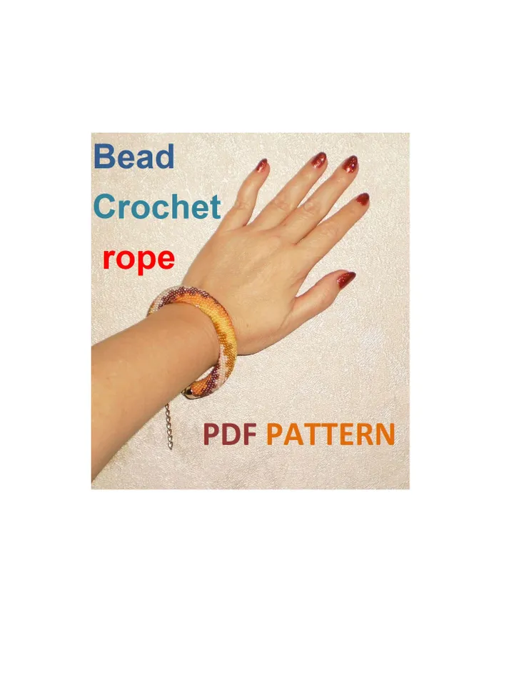Bead crochet rope pattern «Nodules» necklace and bracelet, DIY, Instant Download, PDF fail