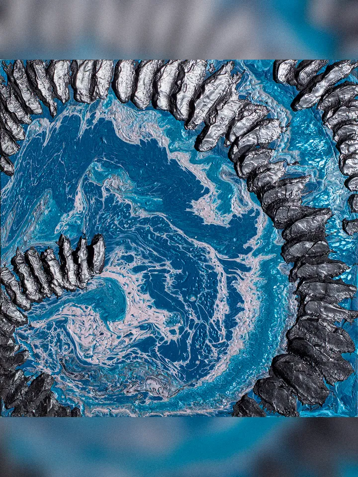 Waterscape wall art | Modern Abstract Sea Painting | 3D Effect Acrylic Art on MDF Board | Handmade Artwork | Blue Square painting | Coral Reef painting