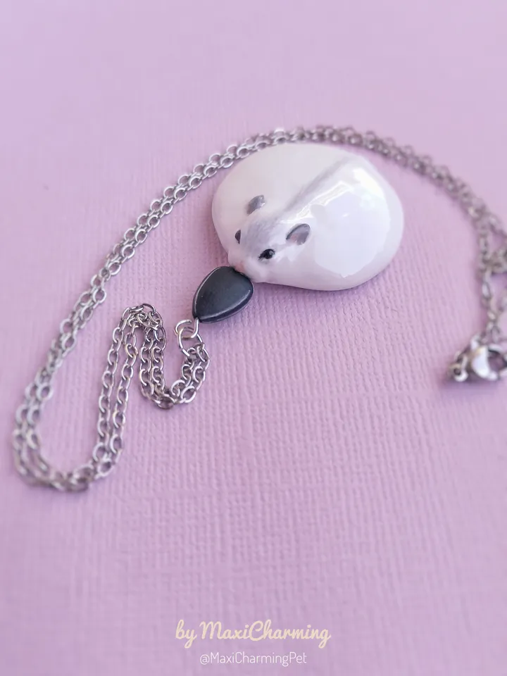 White hamster necklace