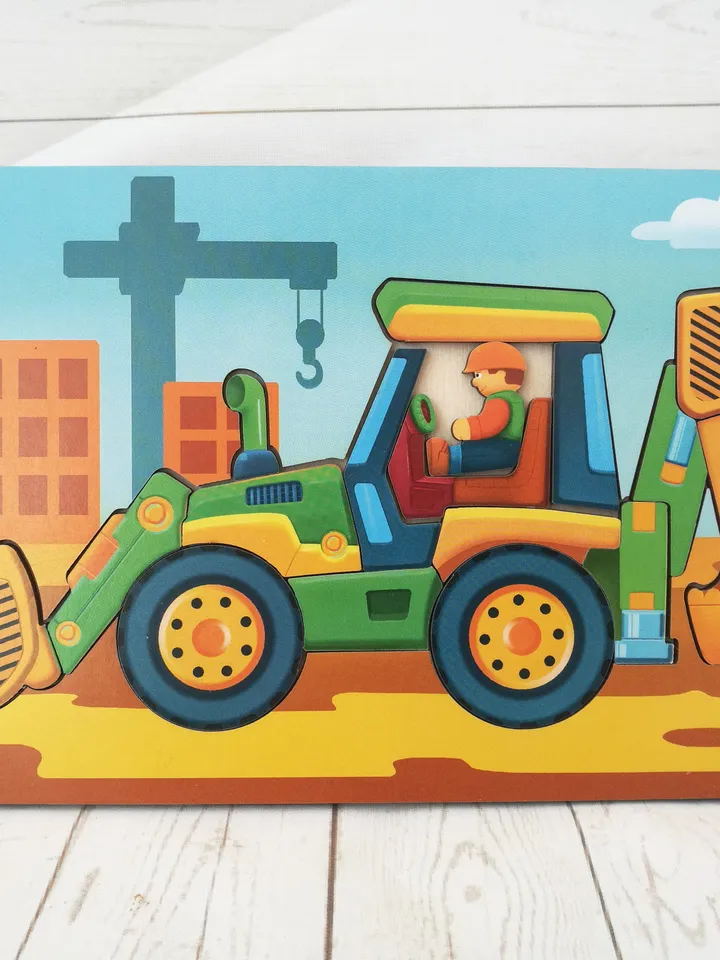 Wooden Puzzle - tractor, Toddler Toys Age 3 4 5 year, Wood Montessori transport