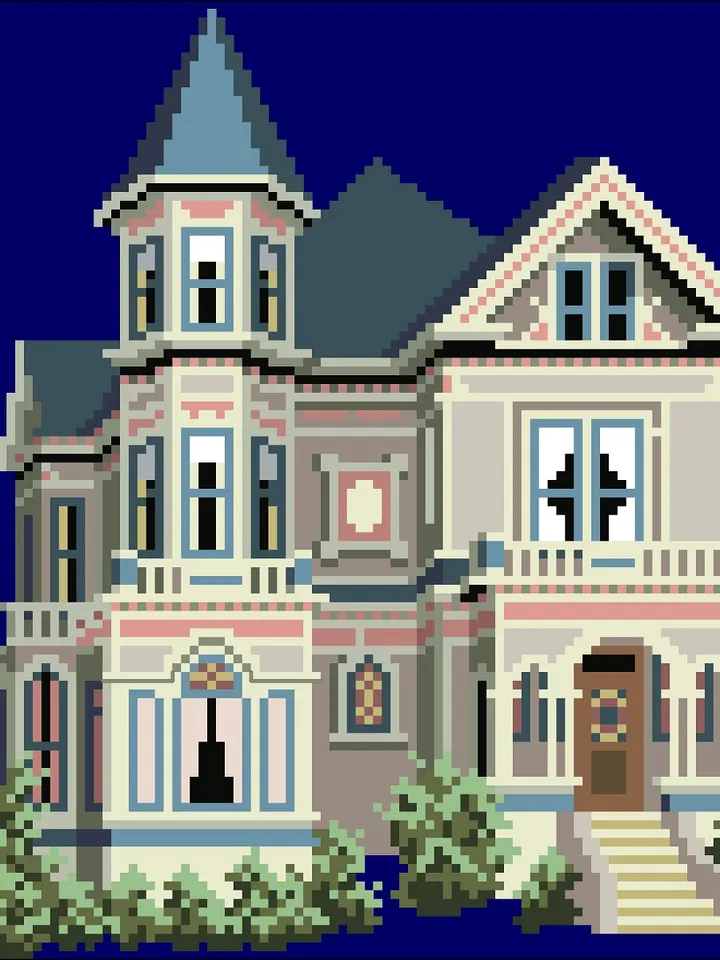 Vintage Cross Stitch Pattern Victorian House Counted Digital Download PDF