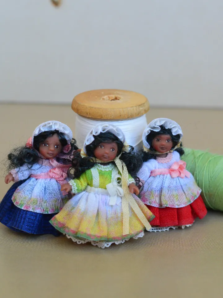 Miniature doll in 24th scales. Handmade doll toy. Miniature for dollhouse.