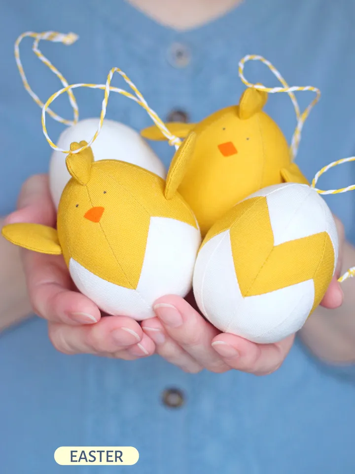 PDF Set of 4 Easter Ornaments (Easter Chicks and Easter Eggs) Sewing Pattern