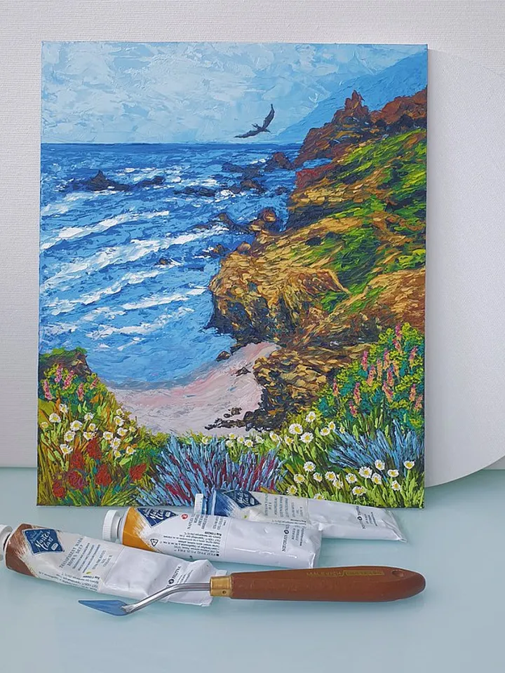Big Sur Painting Seascape Original Art California Wall Art Impasto Oil Painting