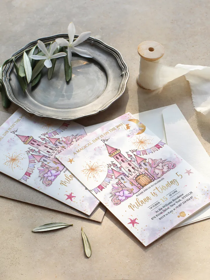 Unicorn Birthday Invitation Editable Unicorn Party Invitation A Magical Day is on the Way; uc1