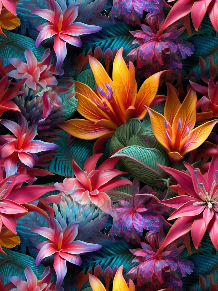 3d Seamless tropical flowers pattern, digital paper, floral pattern, mosaic pattern, commercial use
abstract floral seamless pattern - repeating pattern