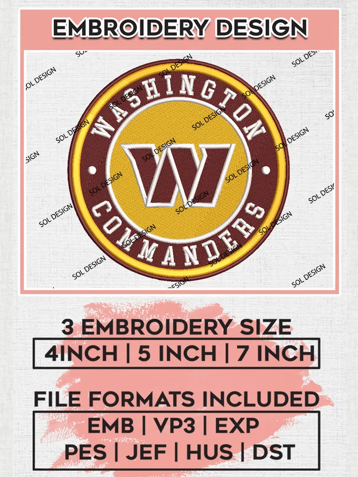 NFL Washington Commanders Circle Logo Embroidery Designs, NFL Commanders, NFL Logo Embroidery Files, NFL Washington Commanders Machine Embroidery Design, Digital Download