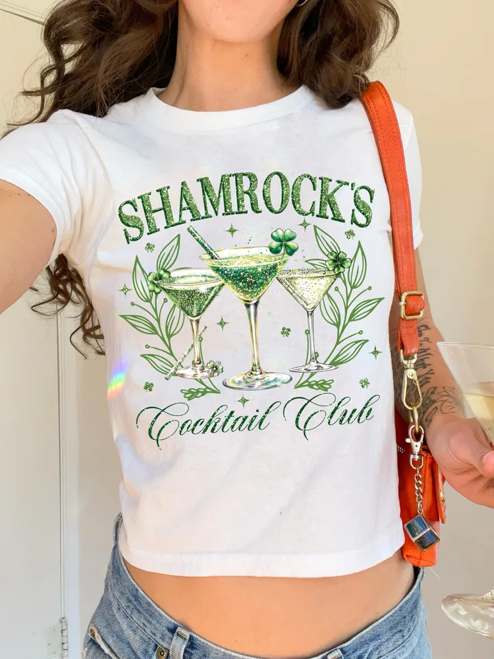 Shamrock's Coctail Club PNG, St. Patrick’s day Png Designs, Retro St. Patrick’s Png, Trending Png, Trendy St.Pattys Day Png, Retro Irish Day