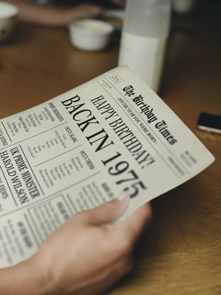 Back in 1975 United Kingdom | 50th Birthday Newspaper Sign | 1975 Birthday Poster UK | 50th Birthday Gift | 50 years ago back in 1975