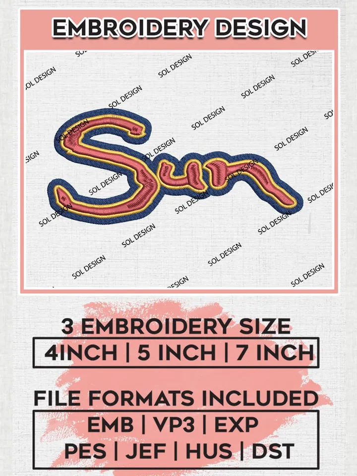 WNBA Connecticut Wordmark Logo Embroidery Files, WNBA Connecticut Sun Wordmark Embroidery Designs, Basketball Teams, 3 sizes, Machine embroidery designs, Digital Download
