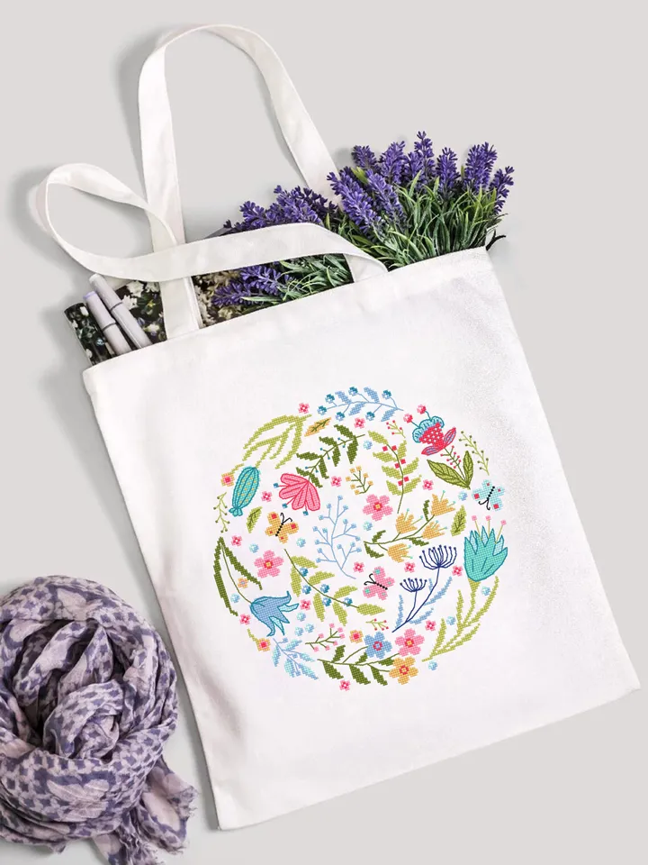 Folk flowers cross stitch pattern PDF download Scandinavian folk cross stitch chart, Floral pattern digital PDF, Cute Flower embroidery #P41