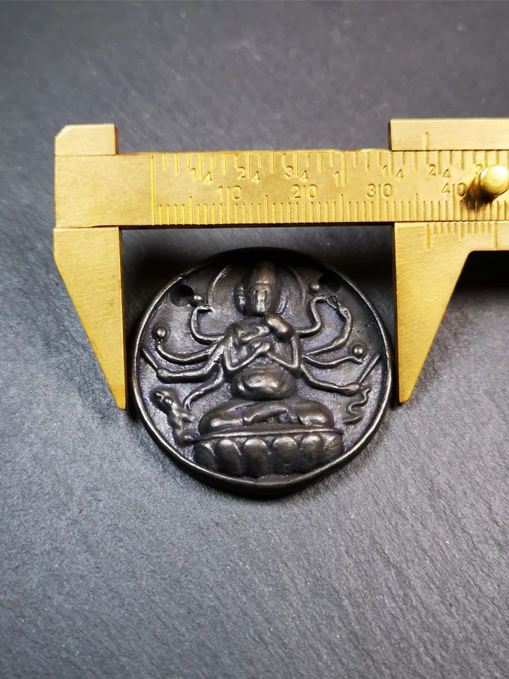 Gandhanra Old Tibetan Buddha Statue Pendant,Usnisa Vijaya,Victory Dharani,1.4"