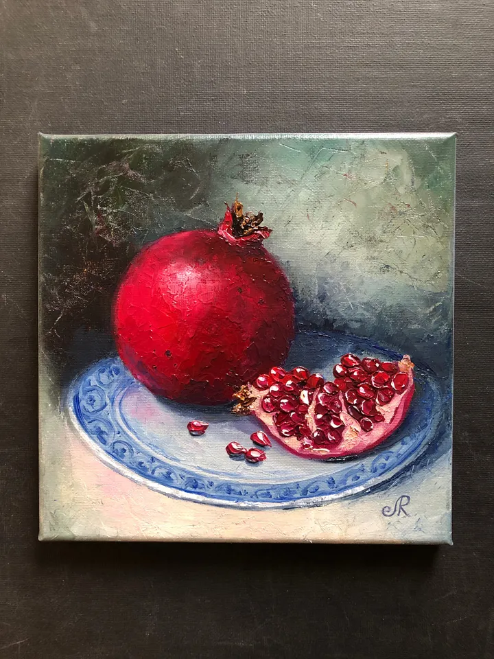 Fruits Oil Painting Original Kitchen Still life Pomegranate Art