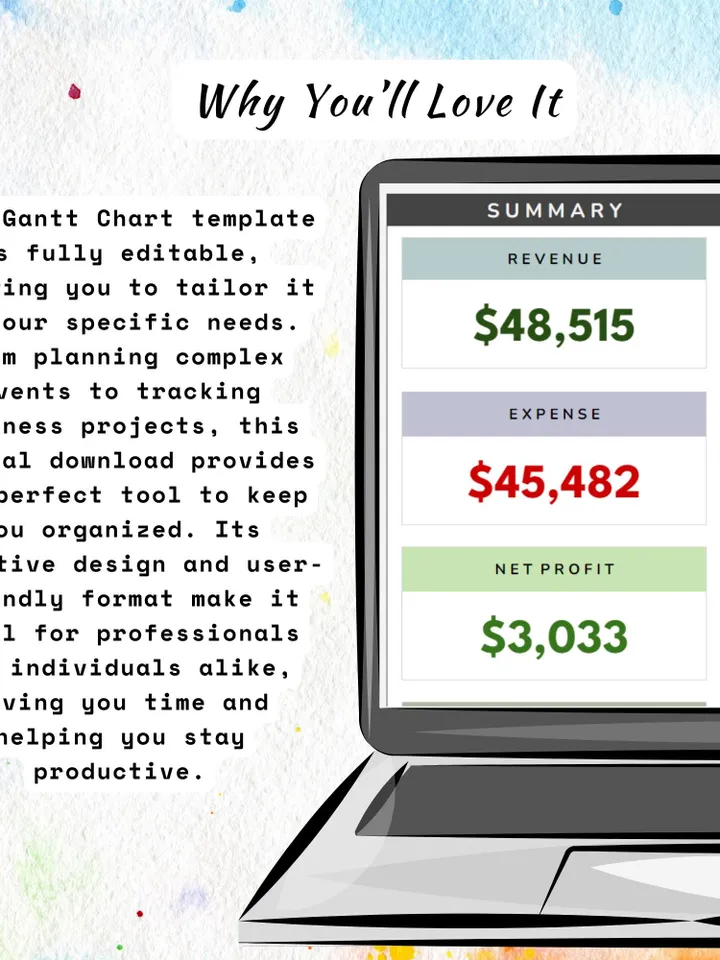 Monthly Accounting Template | Editable Google Sheets, Customizable Digital Download for Budgeting & Expense Tracking