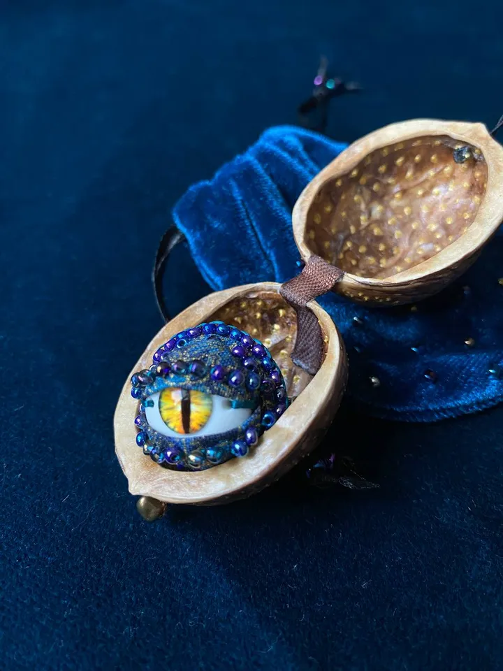 Gothic Yellow Eye Dragon Brooch, Yellow Eye Brooch