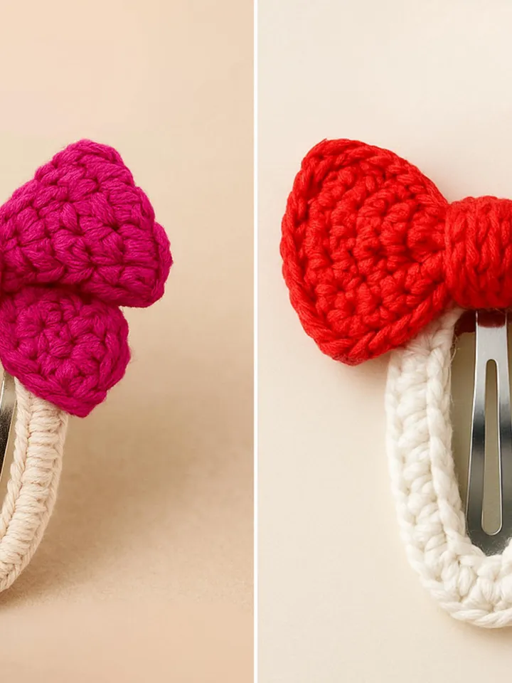 Crochet Hair Clips Bundle, Floral Bow & Daisy Clip Tutorials, Stylish Hair Clips for Kids and Babies, Gift for Craft Lovers