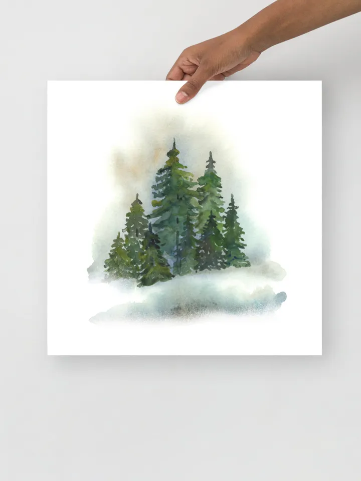 Christmas Tree Print, Christmas Printable Art, Snow Winter Large Poster,Printable Art ,Evergreen Foster, Winter Scene Poster Winter Wall Art