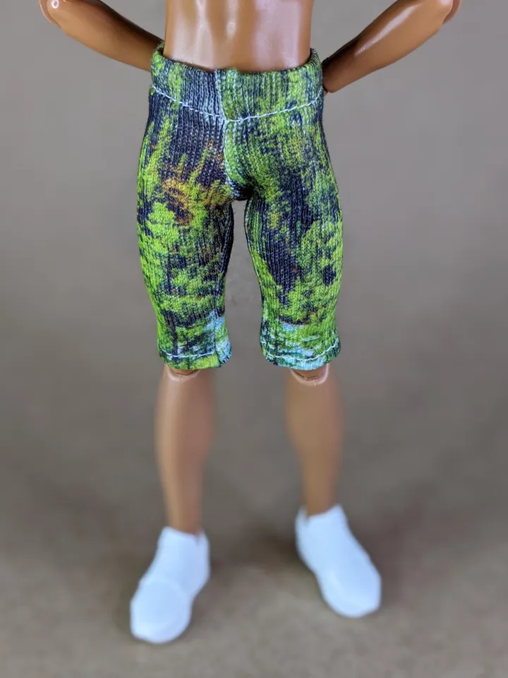Natural printed elastic long shorts for 12-inch fashion male dolls