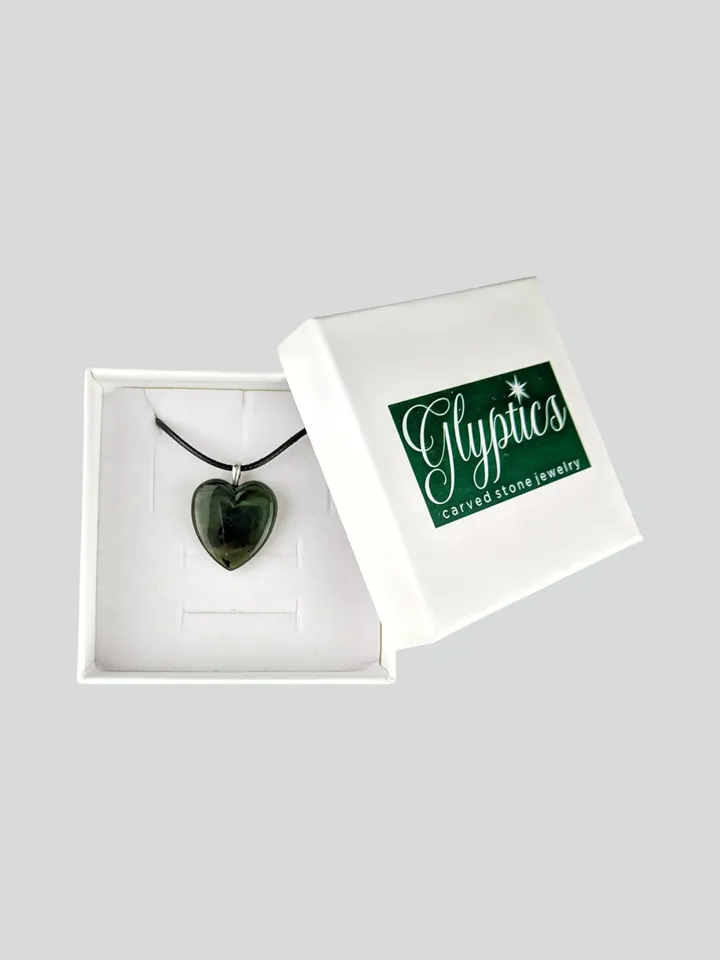 Dark Green Jade Heart Pendant.