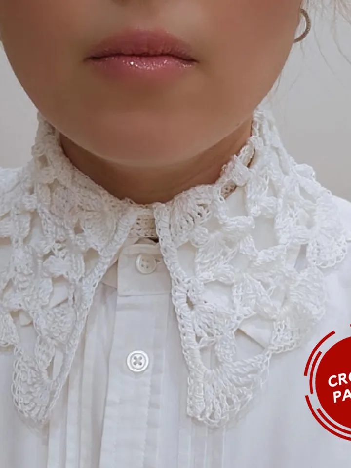 Wednesday Collar crochet pattern - video tutorial and written tutorial cosplays collar