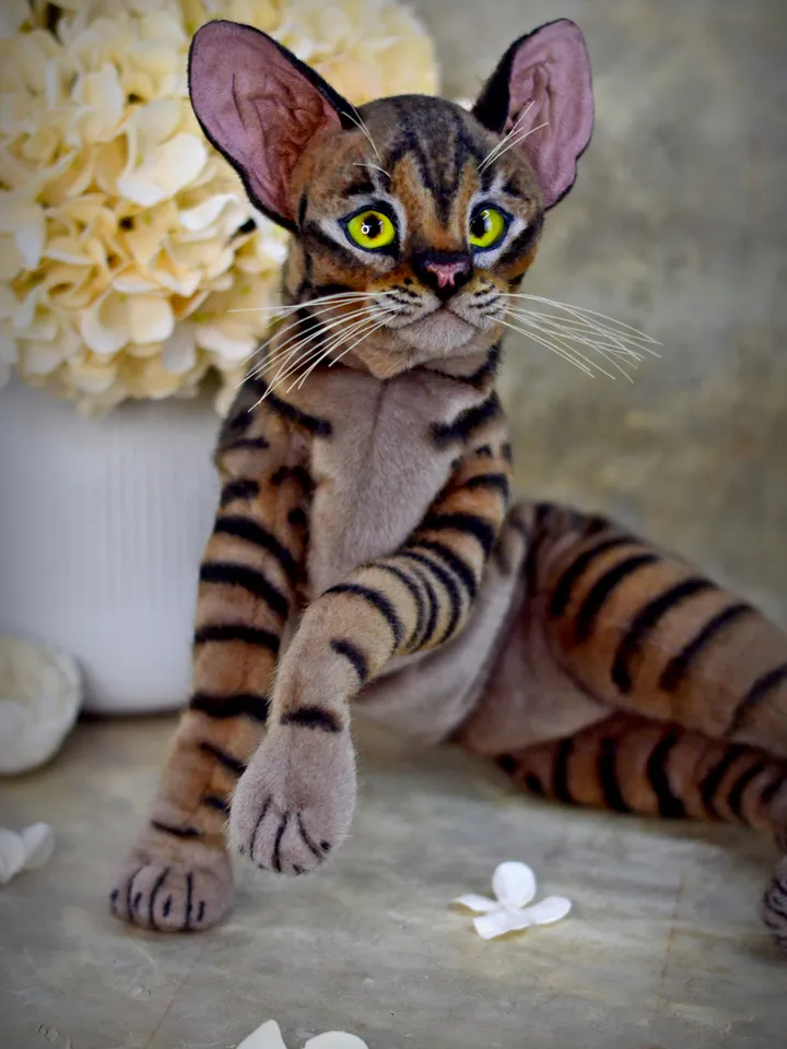 Realistic Stuffed Cat Toy - Portrait of a Domestic Plush Toy - Stuffed Cat - OOAK - Kitty