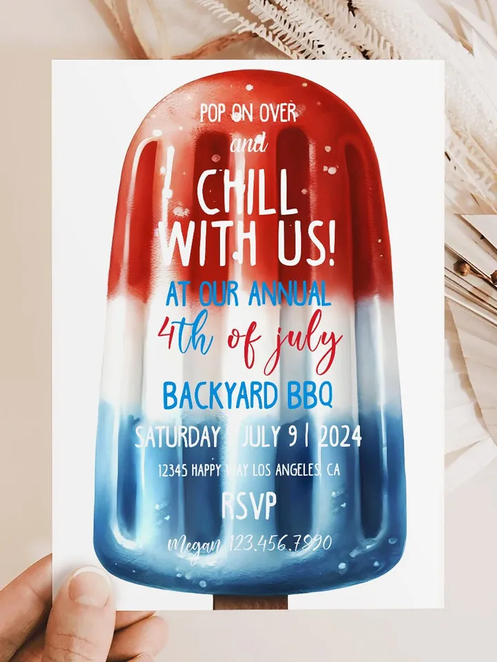 4th of July Party Invitation Template, Printable Fourth of July BBQ Invitation, BBQ Invitation, Editable Patriotic Instant Download