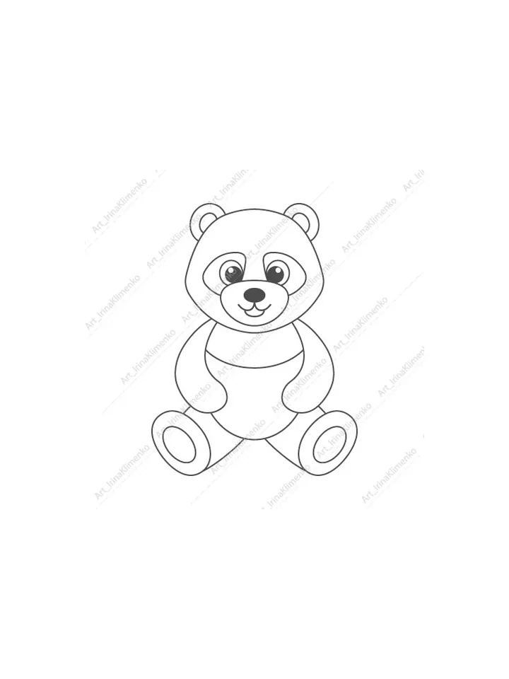 Teddy bear Panda vector doodle EPS