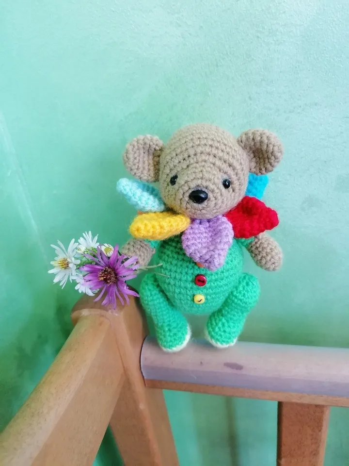 PDF Crochet Pattern Teddy Flower Bear, Small Toy Pattern, Amigurumi, Animal Pattern, Amigurumi bear pattern, cute Teddy bear pattern