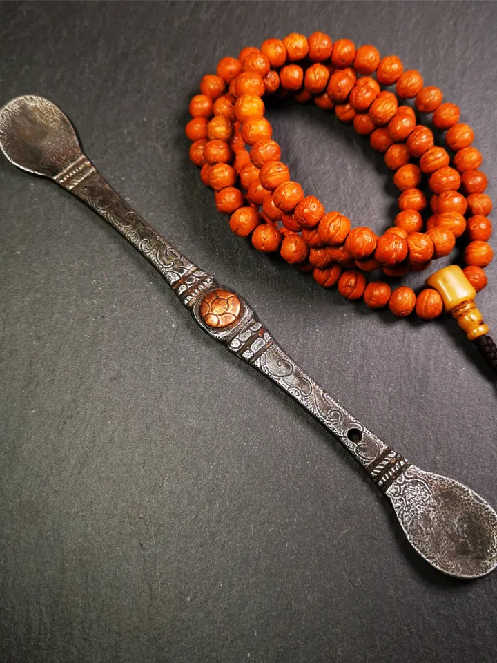 Gandhanra Handmad Tibetan Buddhist Tsog Offering Spoon,Serving Ritual Implement for Worship Ceremony,7.5" Length