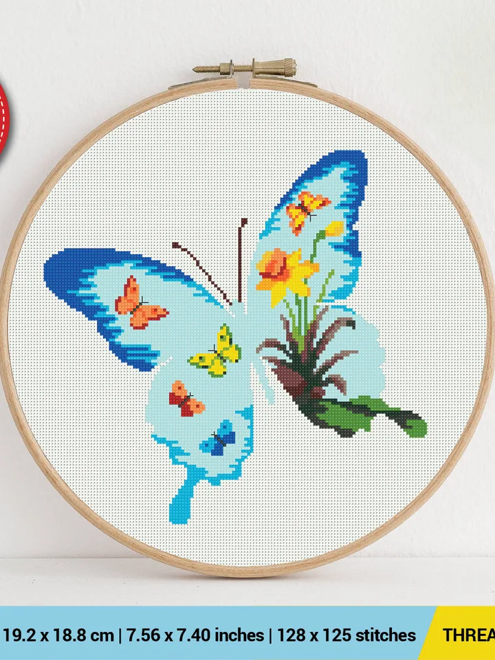 Butterfly Silhouette Cross stitch pattern | Embroidery Pattern | Instant Download | Embroidery Designs