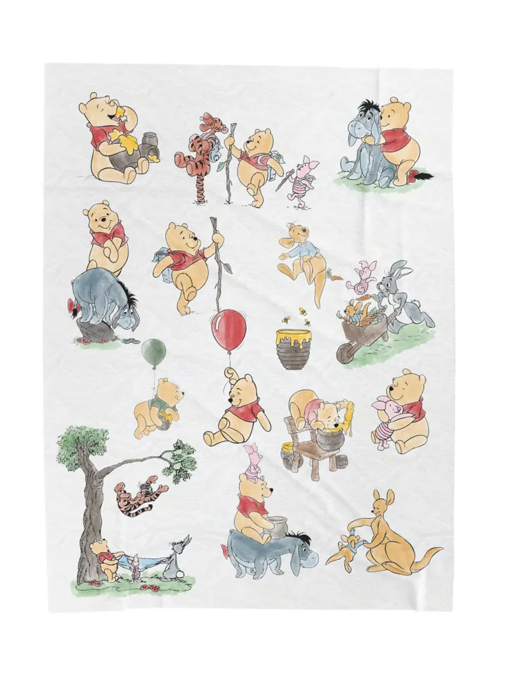 Winnie the Pooh Cozy Plush Blanket; Winnie the Pooh Baby Blanket; Hundred Acre Wood Blanket Gift for baby;