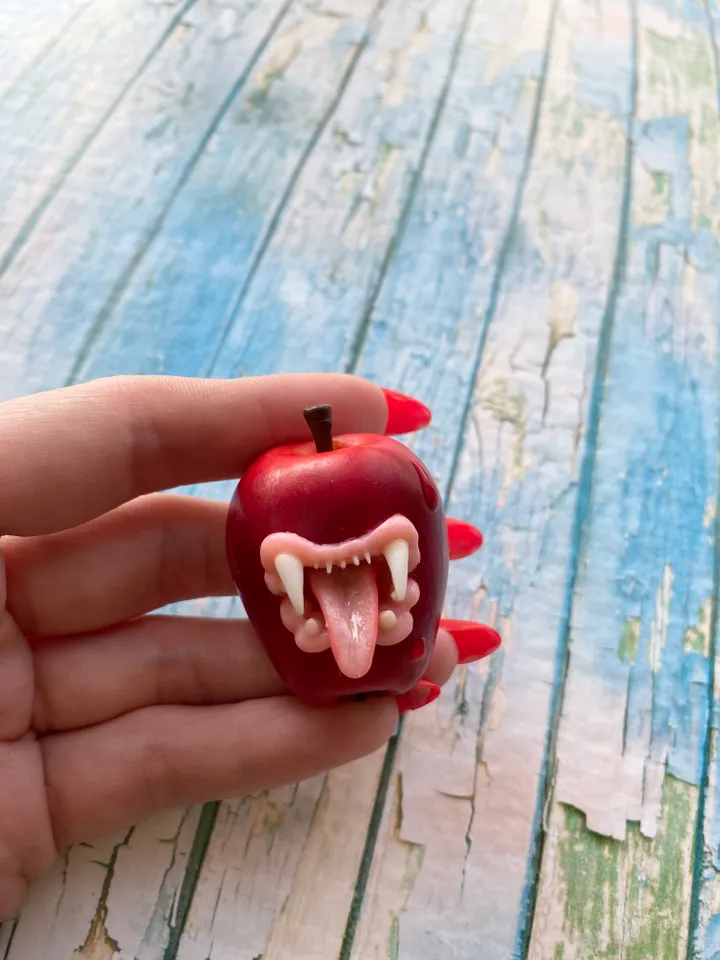 Brooch Apple with Polymer Clay