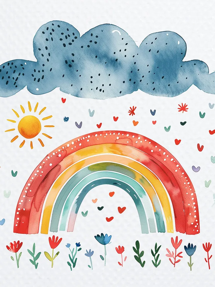 15 Rainbow PNG Bundle, Watercolor Sun And Rainbow Printable clipart for sublimation, Nursery  wall art, Paper craft, junk journals